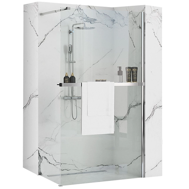 Rea Aero N 100 Transparent shower wall with shelf and Evo hanger