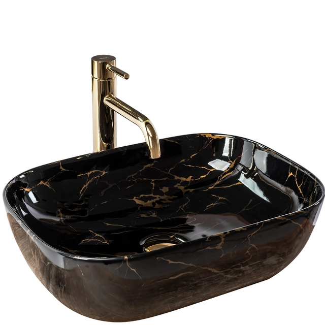 Rea Belinda Black Marble Shiny Aufsatzwaschbecken - Zusätzlich 5% RABATT mit Code REA5