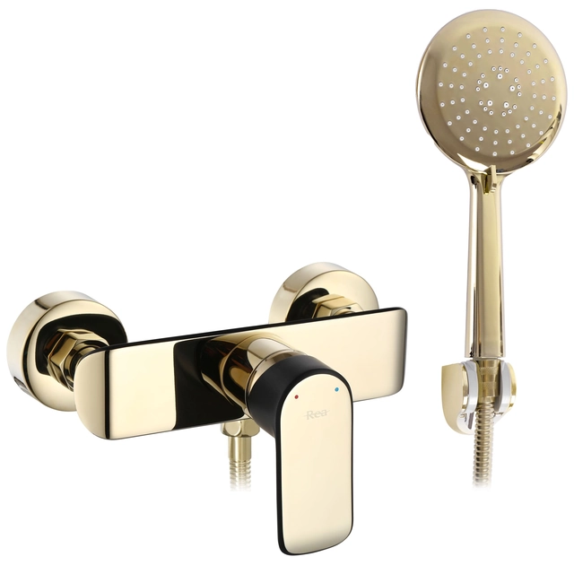 REA BLOOM black and gold shower faucet with a handset