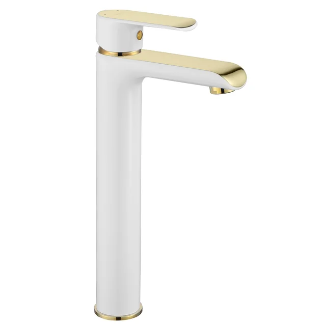 REA BLOOM Mezclador de lavabo alto blanco dorado