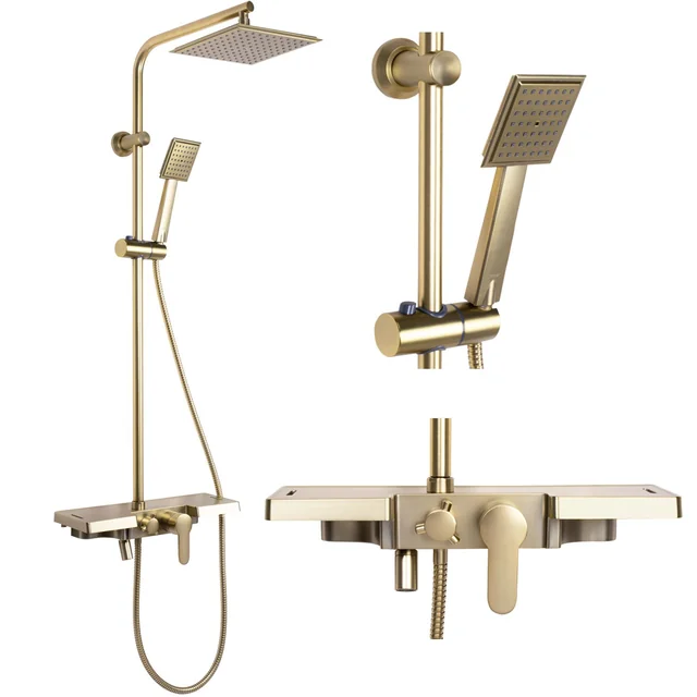 REA Bravo Gold Brushed Shower Set