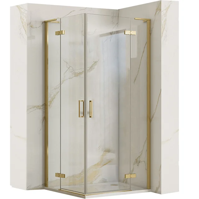 REA Cabine de Douche Double Hugo 80x90 Or Brossé