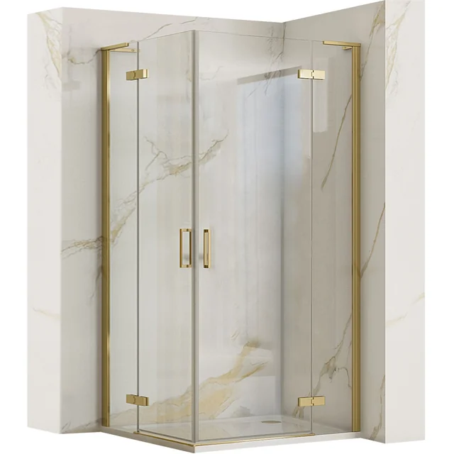 REA Cabine de Douche Double Hugo 90x90 Or Brossé