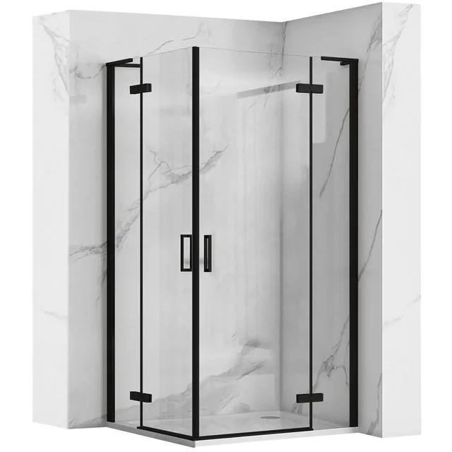 REA Cabine de Douche Double Hugo Noir 80x90