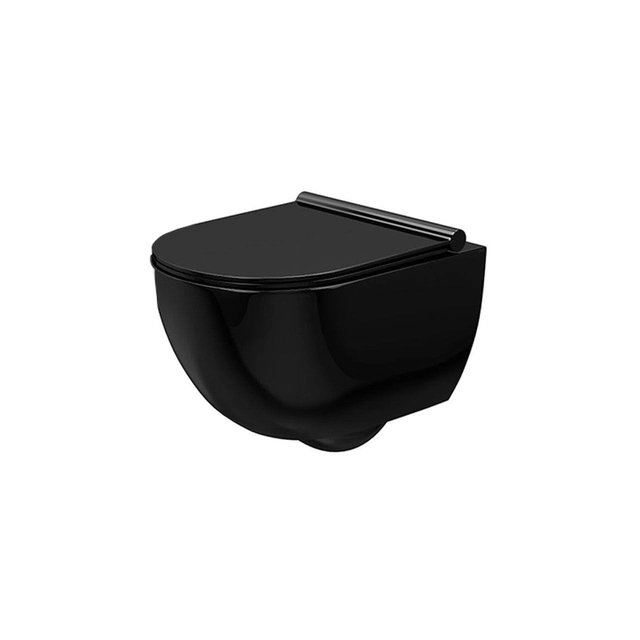 Rea Carter Rimless Black wall-hung toilet bowl with a soft-close seat - additional 5% discount with code REA5