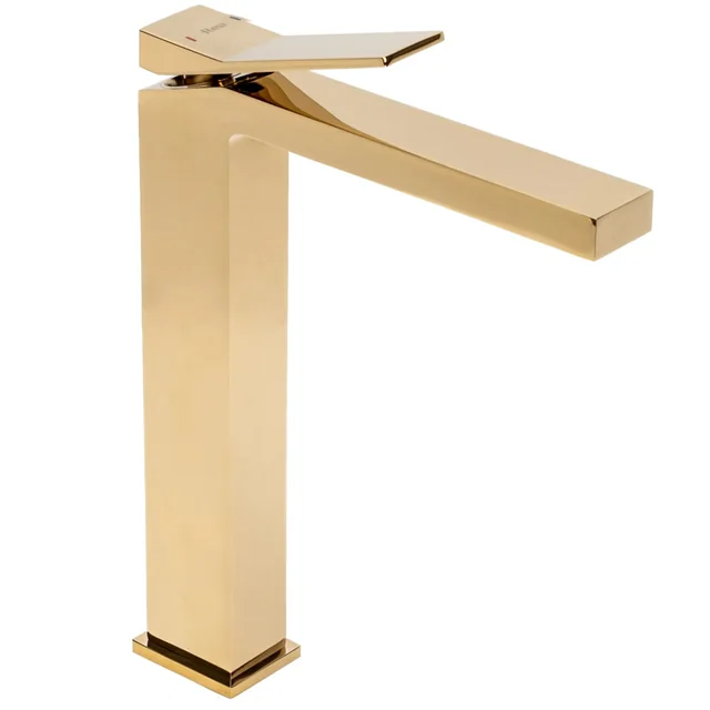 REA DUET Gold High Washbasin Mixer