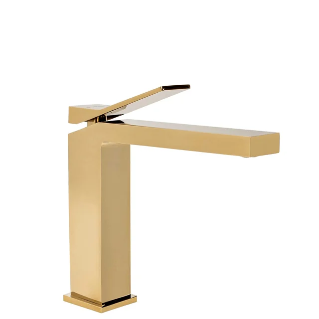 REA DUET Gold Low Washbasin Mixer