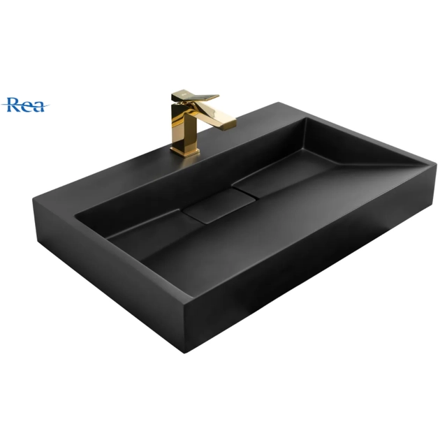 Rea Goya conglomeraat wastafel 70 zwart mat 700x460x100 mm - EXTRA 5% KORTING VOOR CODE REA5