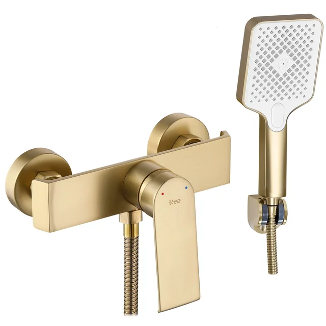 REA Hass Gold Brushed Brush Gold shower faucet