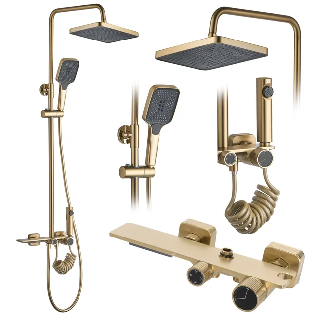 REA HELIX SHOWER SET Brushed Gold