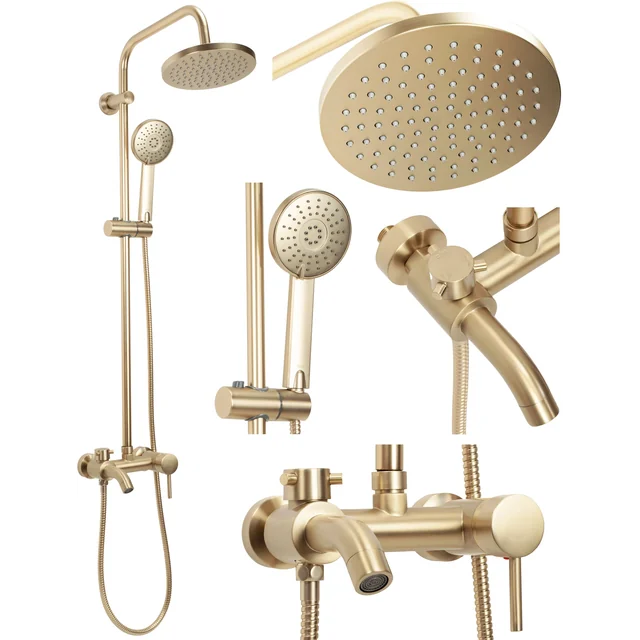 Rea Luis Brushed Gold Shower Set