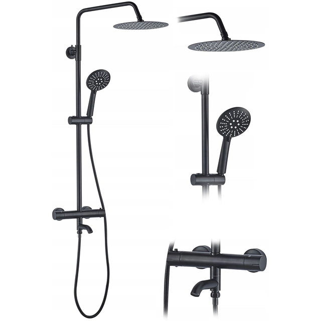 Rea Lungo shower set black with thermostat