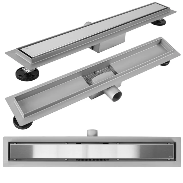 REA Neox Linear Drain Brushed Steel 100