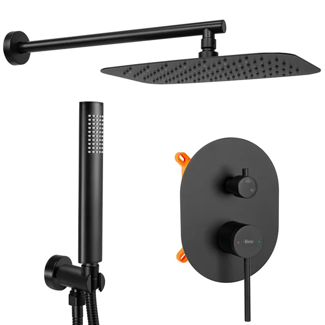 REA OVAL Black BOX Shower Set