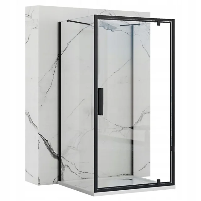 Rea Rapid Swing Black wall-mounted shower cabin