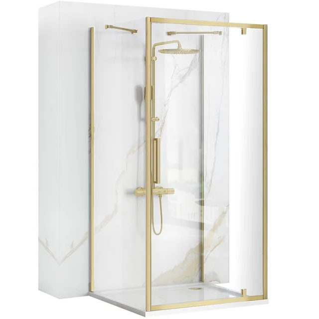 Rea Rapid Swing Wall-Mounted Shower Enclosure, BRUSHED GOLD