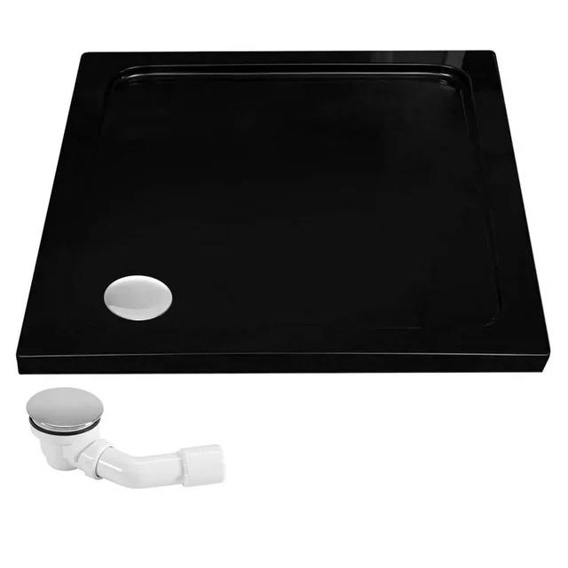 Rea Savoy Black acrylic shower tray 80x80