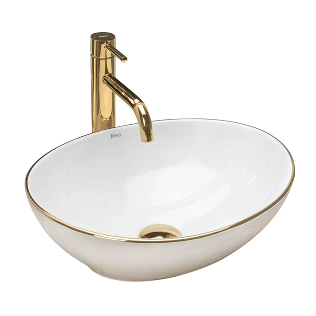 Rea Sofia Gold Edge countertop washbasin - Additionally 5% discount on code REA5