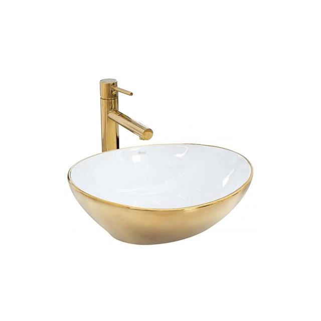 Rea Sofia hvid-guld bordplade håndvask - Yderligere 5% rabat med kode REA5