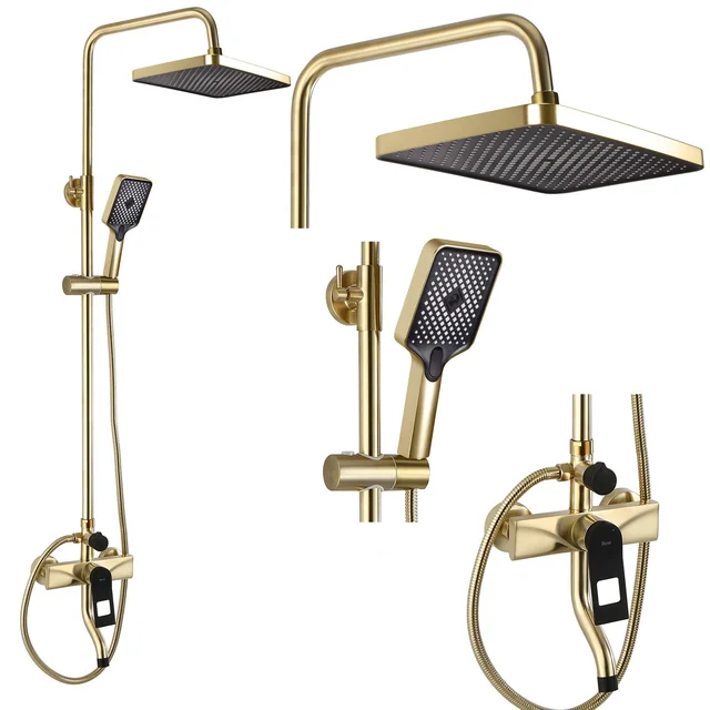 REA SOUL Black/Gold Brush Shower Set