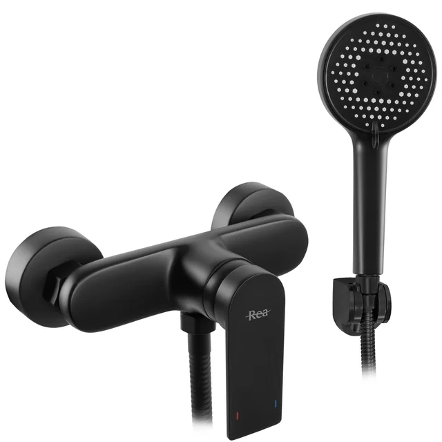 REA Verso black shower faucet with handset