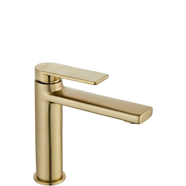 REA VERSO Brush Gold Washbasin Faucet, Brushed Gold, Low