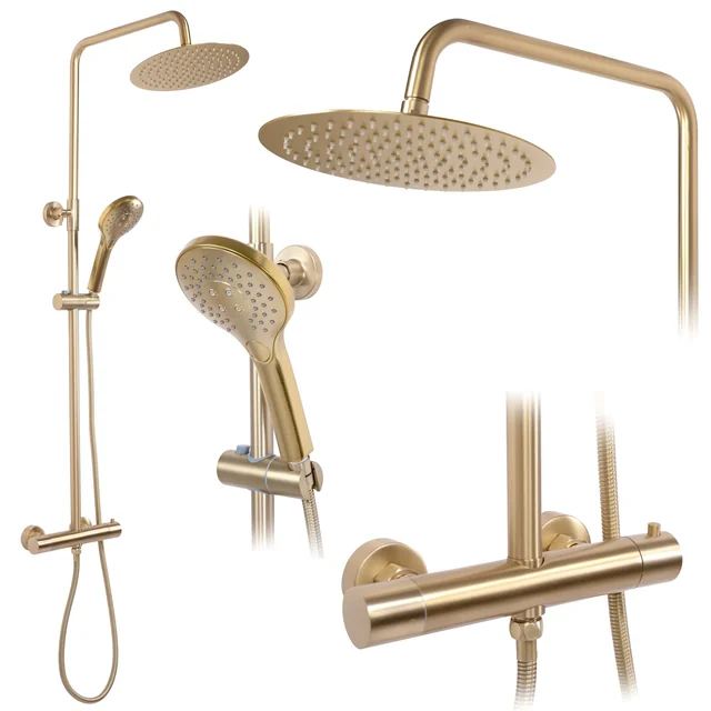 REA VINCENT Brushed Gold Shower Set with Thermostat