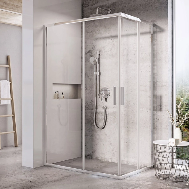 Rectangular shower wall Ravak Blix Slim, BLSRV2K-120, glossy+transparent glass