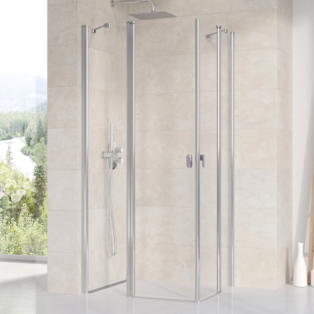 Rectangular shower wall Ravak Chrome, CRV2-80, glass glossy+transparent