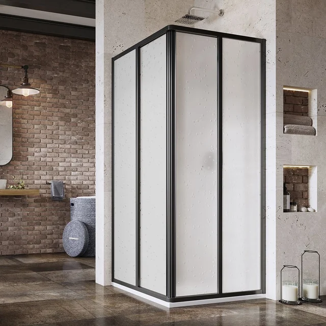 Rectangular shower wall Ravak Supernova, SRV2-80 195 S, black+plastic Pearl