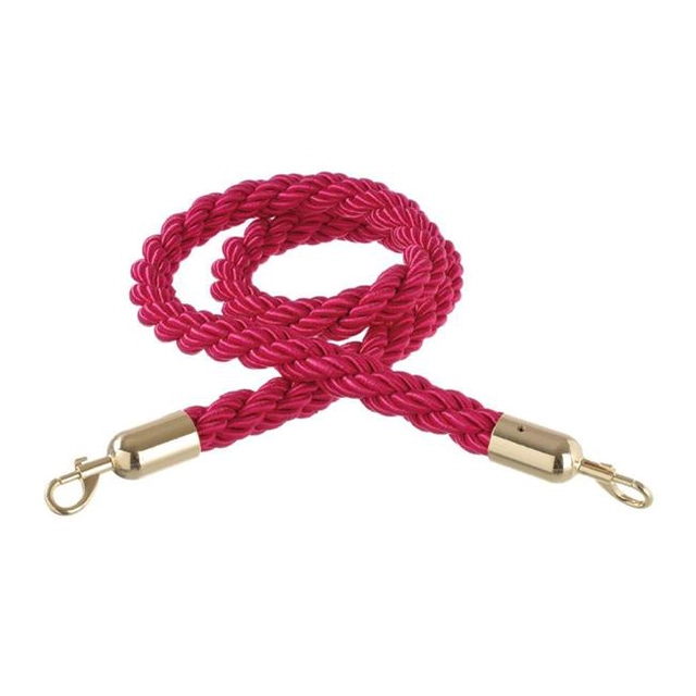 Red rope for barrier posts with silver snap hooks