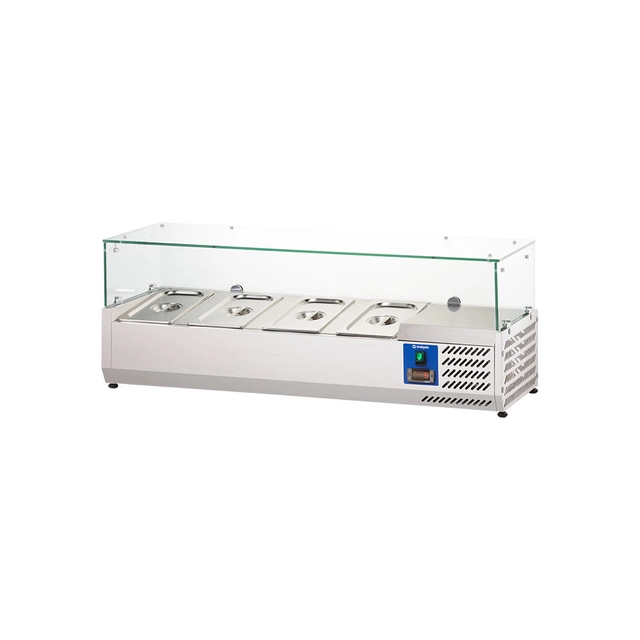 Refrigerated display case, adjustable with glass, 4 X GN 1/3