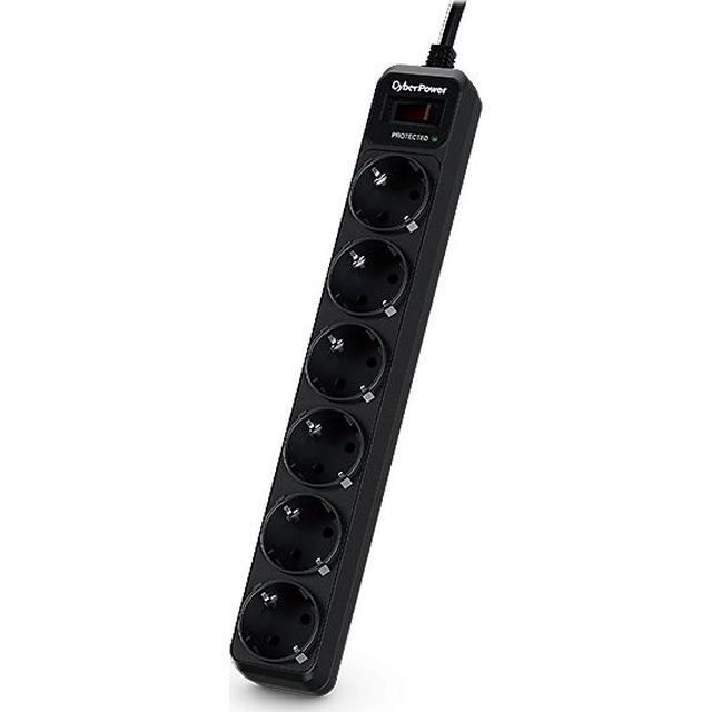 Regleta con protección contra sobretensiones CyberPower 6 enchufes 1.8 m negro (B0620SC0-DE)