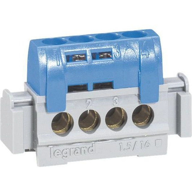Regleta de conexión Legrand N-4 IP2x 1,5-16 mm2 azul 004840