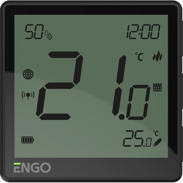 Regulator temperature Internet, ENGO EONEBATB nadometni, dnevni, ZigBee, črn, polnilni