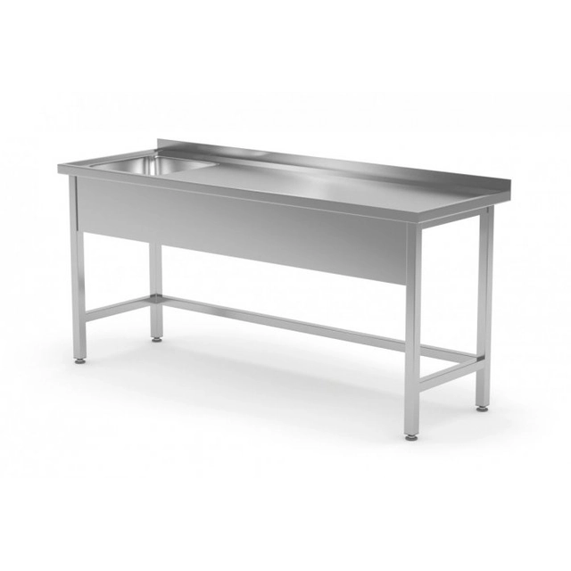 Reinforced table with sink without shelf - compartment on the left side 1300 x 600 x 850 mm POLGAST 210136-L 210136-L