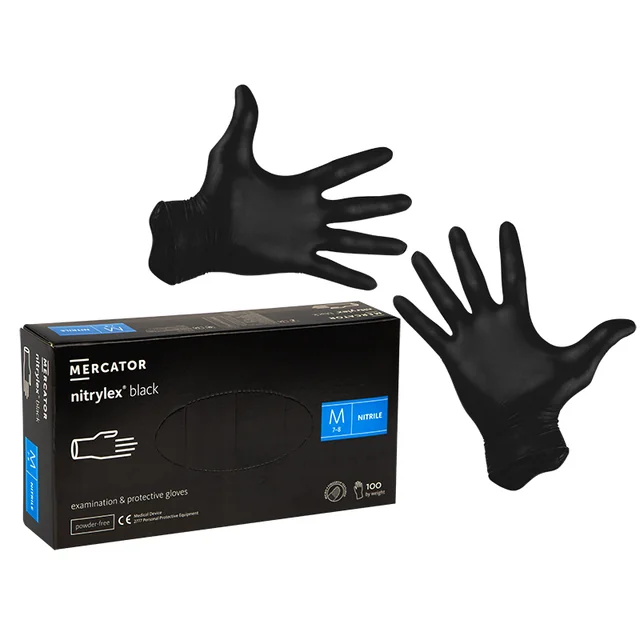 Rękawiczki nitrylowe czarne M 100sztuk