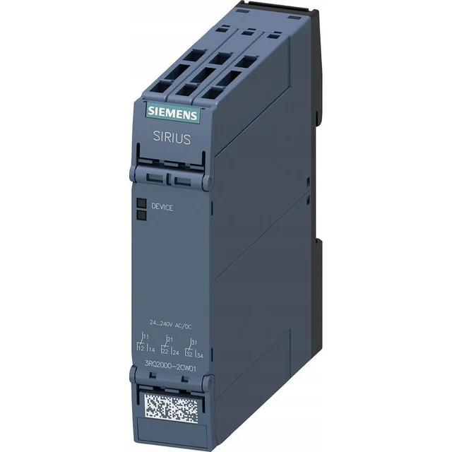 Relé de acoplamento Siemens em caixa industrial, 3P contatos banhados a ouro 24...240V conexão AC/DC. primavera 3RQ2000-2CW01
