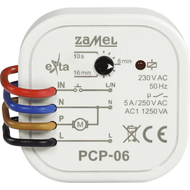 Relé temporizador Zamel para controlar un ventilador de baño 5A 230VAC PCP-06 (EXT10000263)