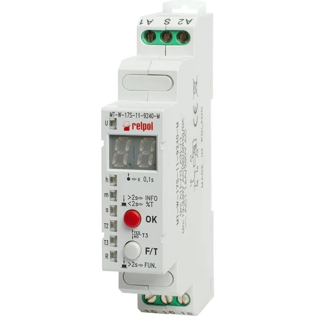 Relpol-ajastinrele MT-W-17S-11-9240-M monitoiminen 1P 10A 0,1sek - 100h 12 - 240V AC / DC (860470)