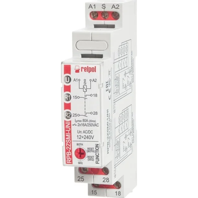 Relpol Przekaźnik bistabilny 80 A (20 ms) sekwencyjny z pamięcią 2Z 16A 12...240 V AC/DC RPB-2ZSMI-UNI 864394