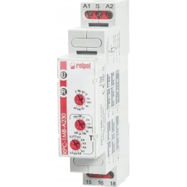 Relpol Relé temporizador 1P 1sek-10dni 230V AC 50/60 Hz multifunción RPC-1MB-A230 863200