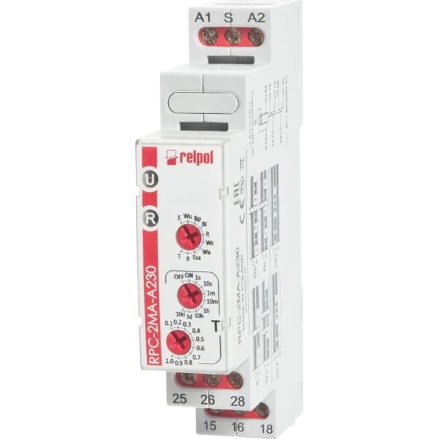 Relpol Relé temporizador 2P 1sek-10dni 230V AC 50/60 Hz multifunción RPC-2MA-A230 863201