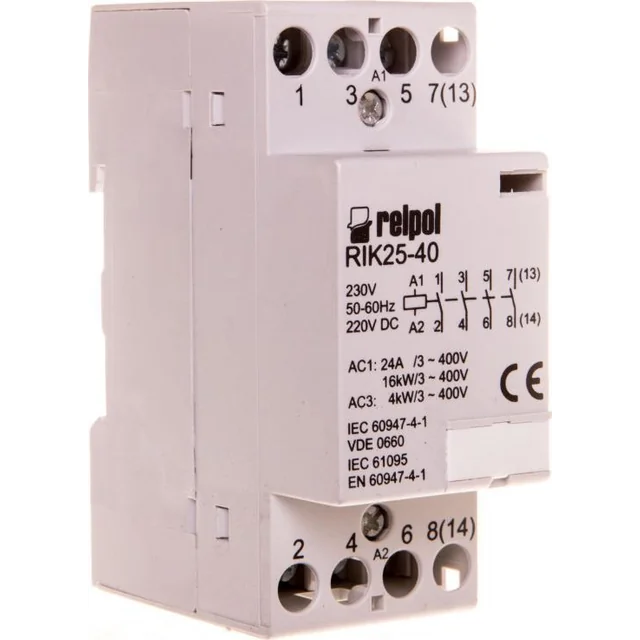 Relpol Stycznik modulowy 25A 4Z 0R 230V AC/DC RIK25-40-230 2608213