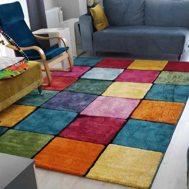 Renkli karirani tepih, 160 x 230 cm, mješavina boja