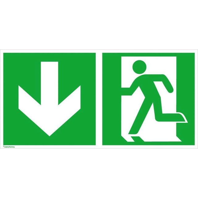 Rescue sign. 300x150mm, foil, "Emergency exit on the right"