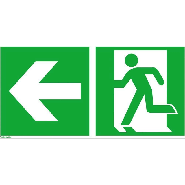 Rescue sign. 300x150mm, foil, Emergency exit route on the left