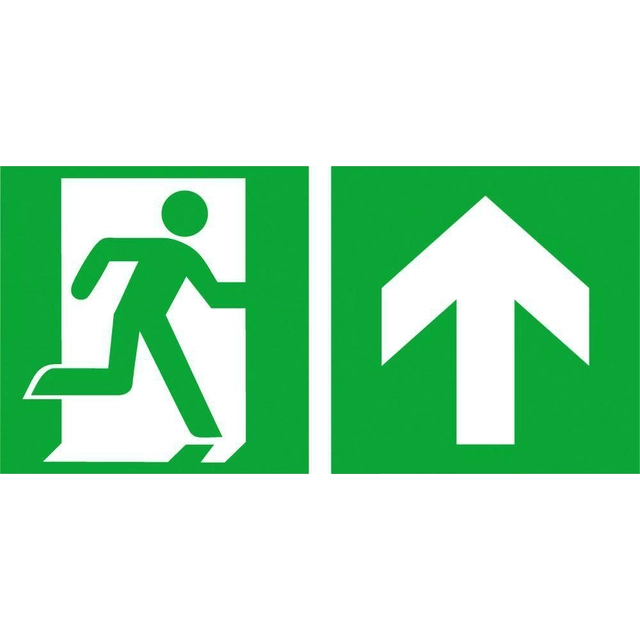 Rescue sign.Way evac. on the right, arrow on the rise, 40x20cm, foil., photoluminescent, self-adhesive
