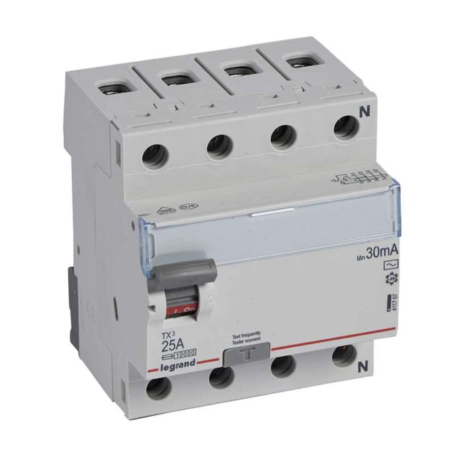 Residual current circuit breaker Legrand 411707 4P 25A 0,03A type AC P304 TX3