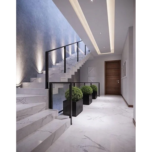 Revestimentos de escadas com VEINS WHITE MARMLE 120x30 - Nova coleção!